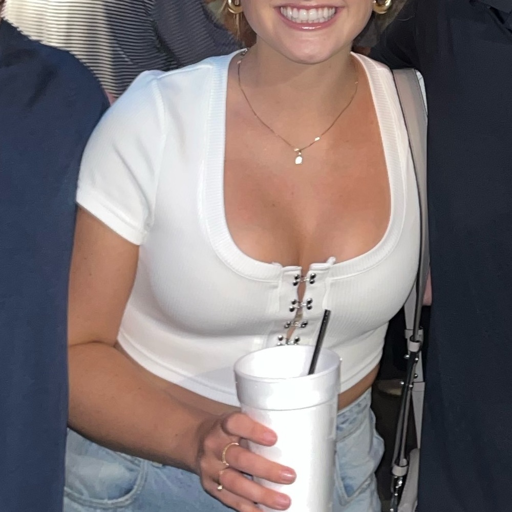 White Ribbed Crop Top - Picture 2 of 2